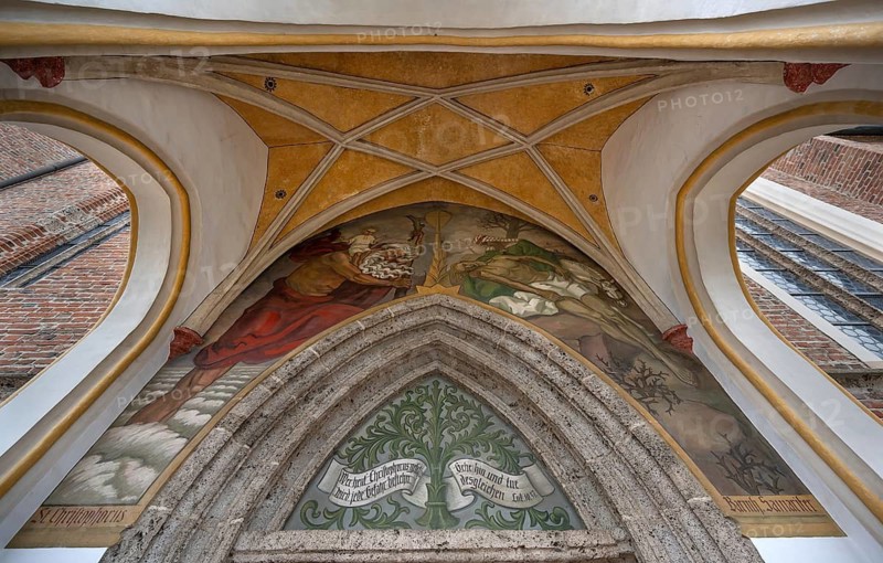 Portal of the Church of the Assumption of Mary, late Gothic hall church, 15th century, Erlach district of Simbach am Inn, Lower Bavaria, Germany