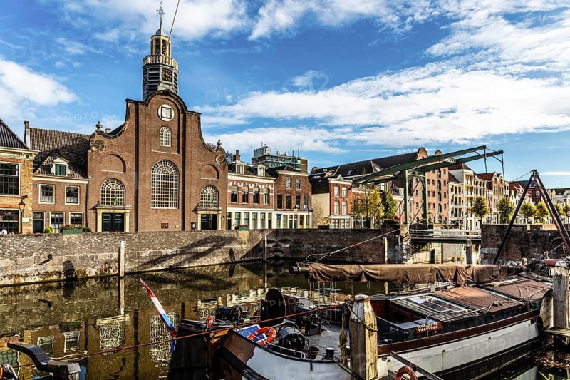 Delfshaven, historic district known for its picturesque harbor, starting point of the departure of the Pilgrim Fathers in 1620, Rotterdam, the Netherlands