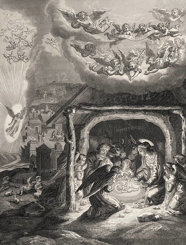 The Birth of Jesus Christ, 1853, Steel engraving digitally restored
