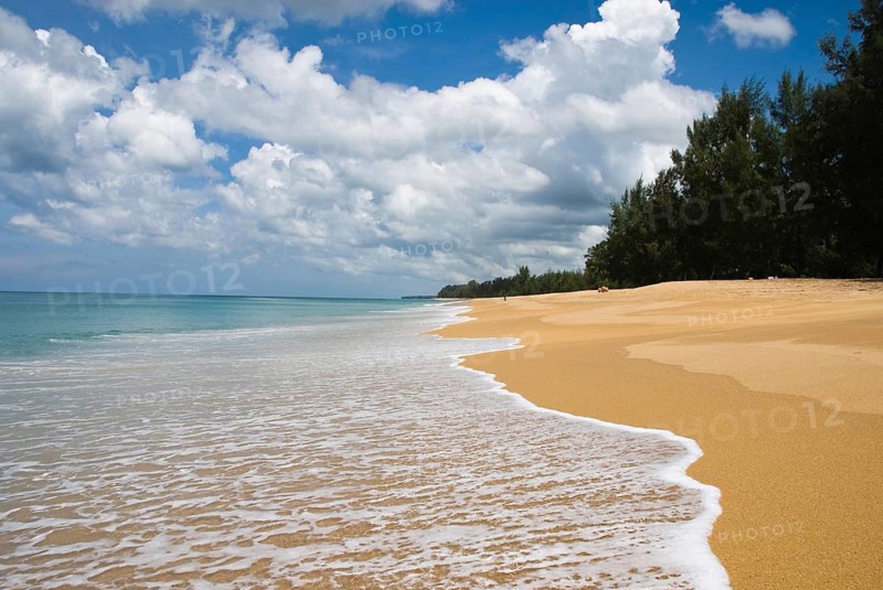 Mai Khao Beach in the north of the Thai holiday island Phuket, Thailand, Siam, Asia, Southeast Asia, beach, sandy beach, island, holiday paradise, blue sky