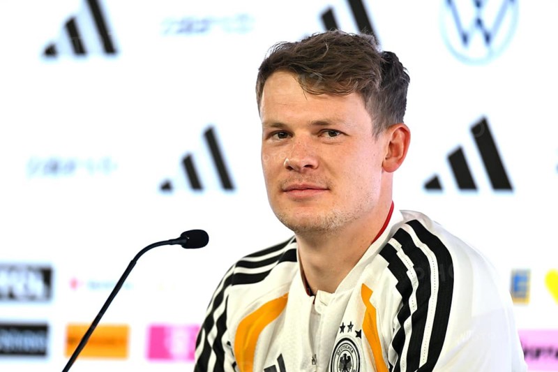 Goalkeeper Alexander Nübel GER (12) portrait Press conference German national team, National team, MHPArena, MHP Arena Stuttgart, Baden-Württemberg, Germany