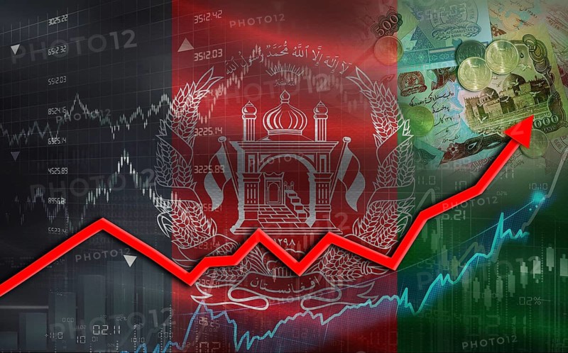 Afghan economic growth on financial graph. Afghanistan financial growth on market graph