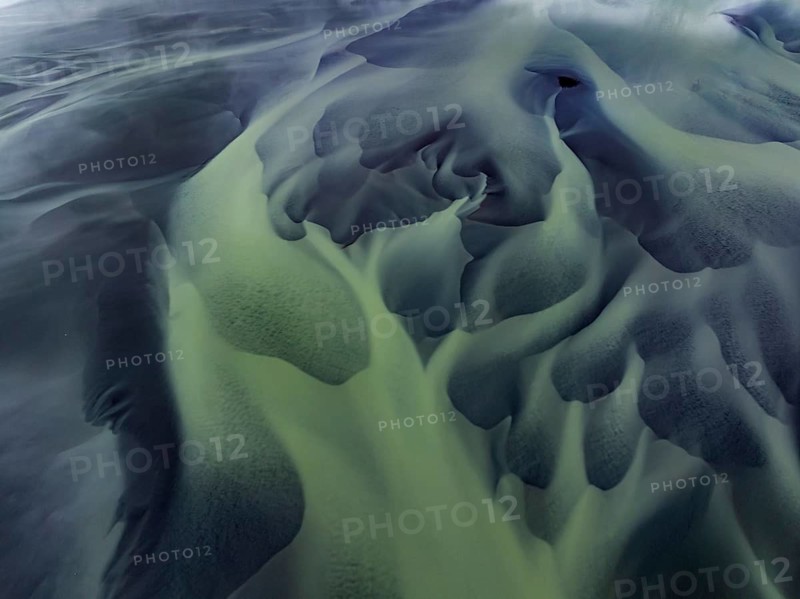 River, river course, river delta, aerial view, sediments, structures, South Iceland, Iceland