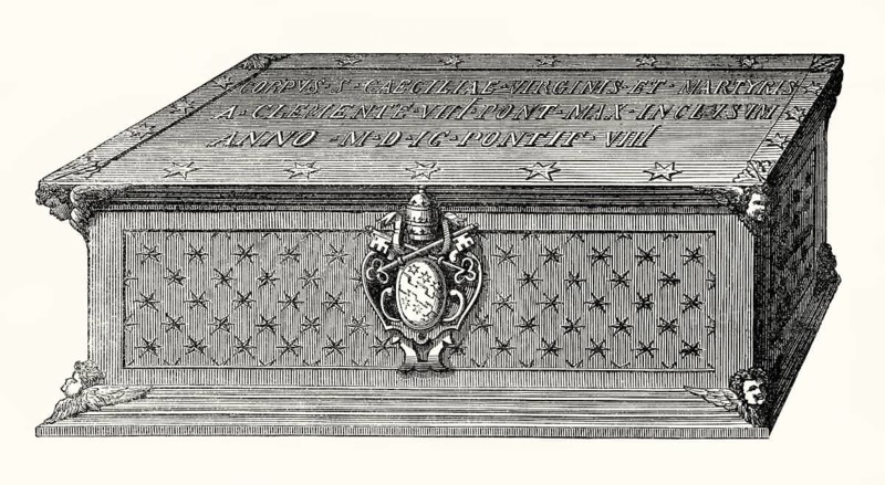 The new coffin of Saint Cecilia, 1599, Santa Cecilia in Trastevere, Rome, Italy
