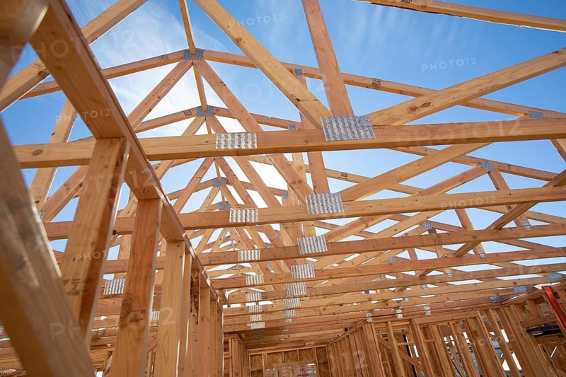 Wood Home Framing Abstract At Construction Site