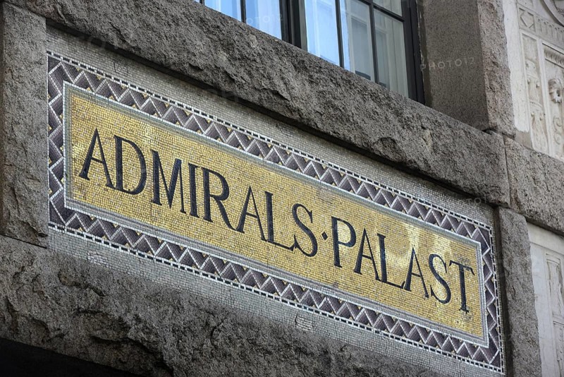 Admiral's Palace lettering on the historic building in Friedrichstraße