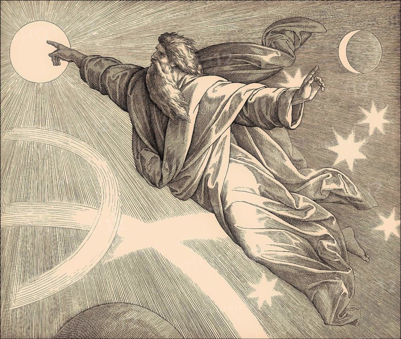 Creation of Heavenly Bodies, Old Testament, by Julius Schnorr von Carolsfeld, 1860
