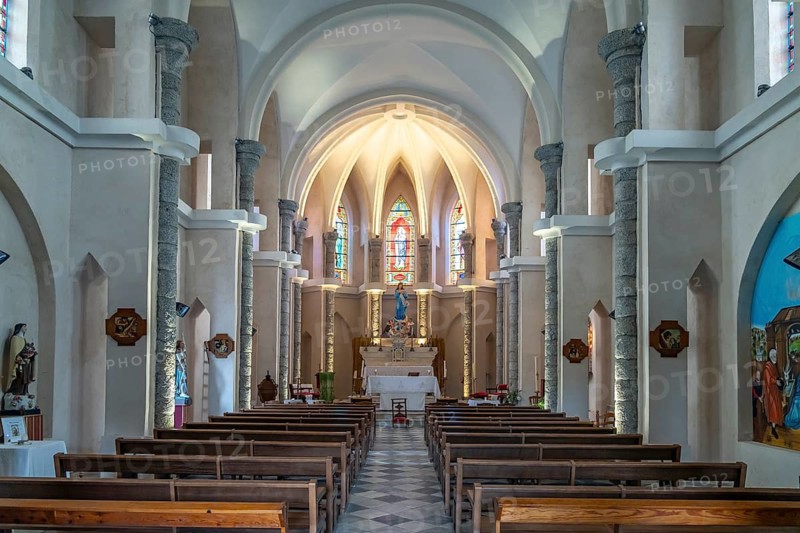 Interior of Santa Maria Assunta church in Zonza, Corsica, France