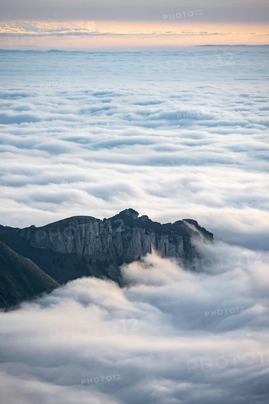 High fog in the valley, view from Säntis, Appenzell Ausserrhoden, Appenzell Alps, Switzerland