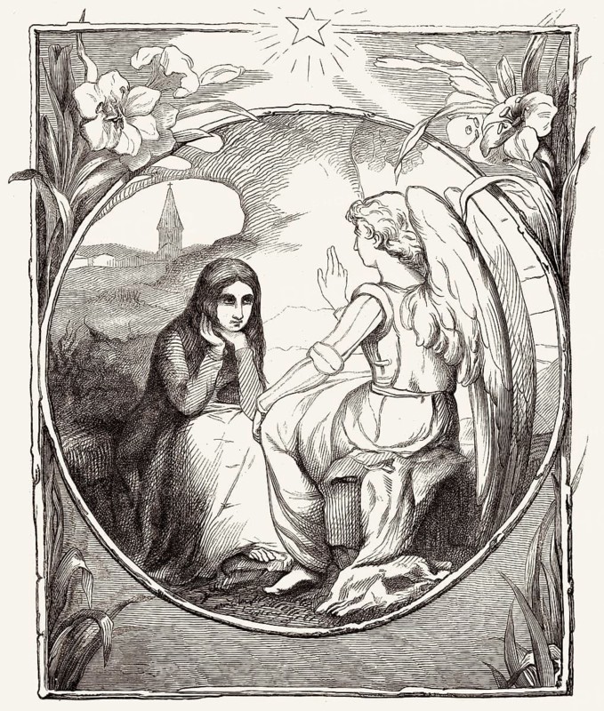 Jeanne d'Arc, die Jungfrau von Orleans, die heilige Jeanne d'Arc, beschützt und geleitet vom Erzengel Michael