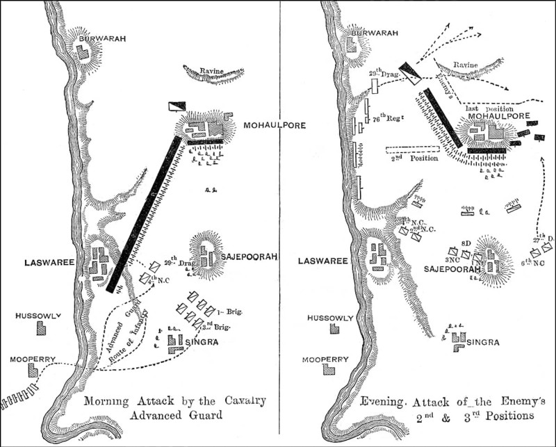 Battle of Laswari, November 1, 1803 near Laswari village, Alwar, Second Anglo-Maratha War, From British Battles on Land and Sea by James Grant