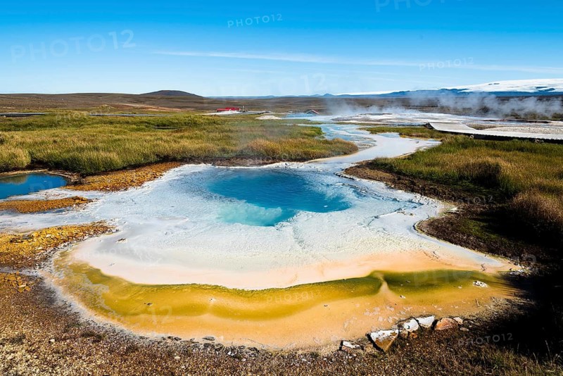 Iceland, Europe, Northern Europe, Scandinavia, thermal springs, sulfur lakes, fumerols, blue water, sulfur yellow