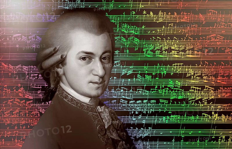 Wolfgang Amadeus Mozart, 1756 – 1791, composer of classical music, First Viennese School, notesheet from Allegro and Andante, Fantasy in F minor for mechanical organ, KV 608, 1791, digitally edited