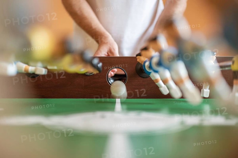 Table football view throw the hall in the table
