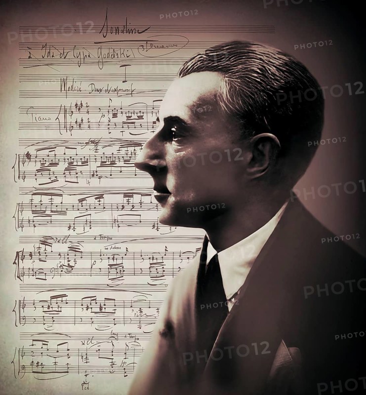Joseph Maurice Ravel, 1875 – 1937, French composer, pianist and conductor, leading musician in Impressionism, 1925, sheet music from Sonatine, premier mouvement, 1905, digitally edited