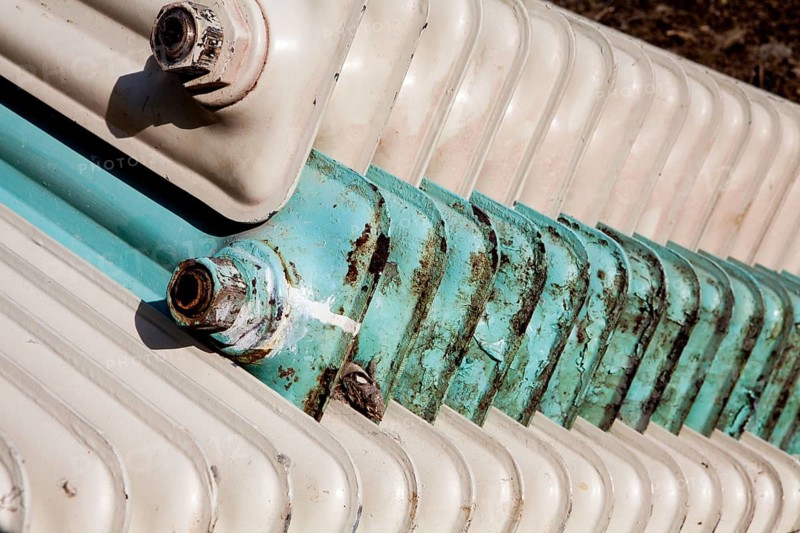 Old cast iron household radiators