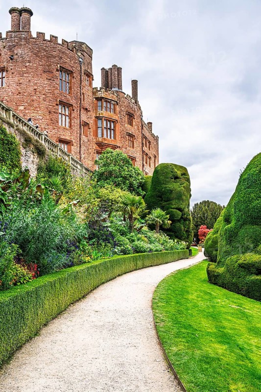 Autumn colors over Powis Castle and Garden, Welshpool, Powys, Wales, UK