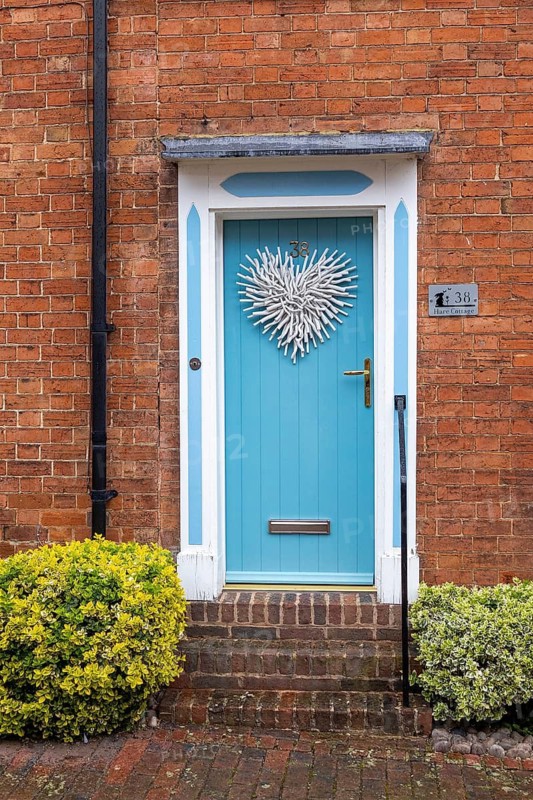 Blue front door, Alcester, England, Great Britain