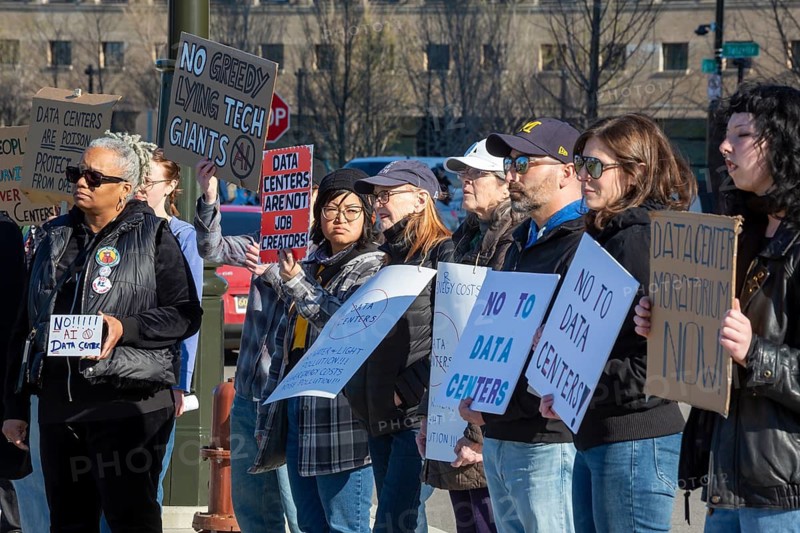 Detroit, Michigan - A rally against AI data centers in Michigan, one of six protests held across the state