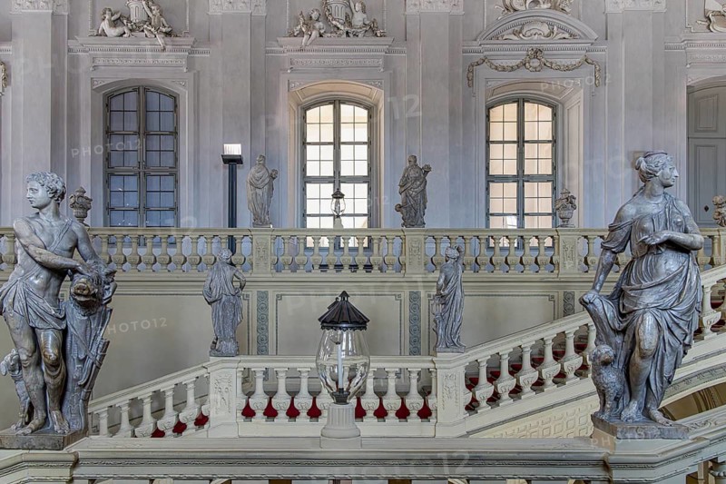 Interior design and exhibition rooms in the Würzburg Residence, imposing 18th century palace with frescoes, paintings and valuable works of art, Würzburg, Bavaria, Germany