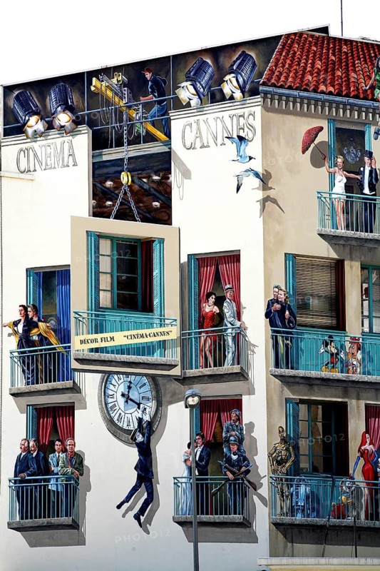 Colourful wall art, building front, film festival, Cannes, Gôte d ' Azur, France