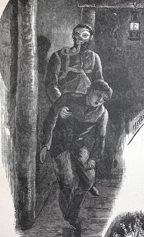Exhibition on accident prevention in Berlin 1889, aids for rescuing injured miners, digital reproduction of an original from the 19th century, historical