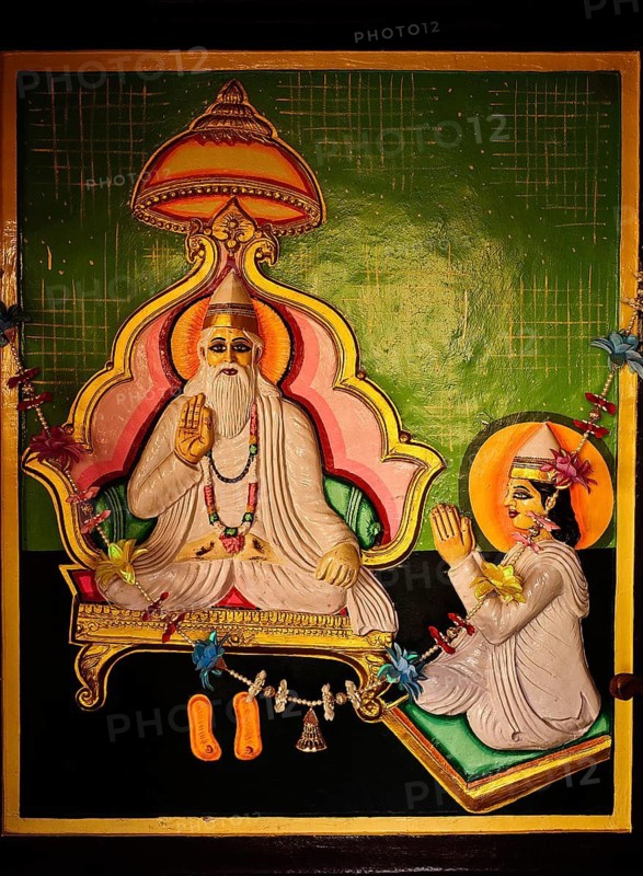 Decoration inside the Kabir temple at Damakheda (Chhattisgarh, India) . Kabir was a 15th century poet, philosopher, musician and weaver. A religious reformer and mystic, he is an important figure in hinduism, sikhism and sufism. The Damakheda temple and complex is considered to be the main centre for the Kabirpanthis (followers of Kabir)