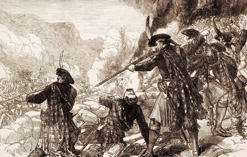 The Battle of Glen Shiel, West Highlands of Scotland, 10 June 1719, Jacobite rising, From British Battles on Land and Sea, by James Grant