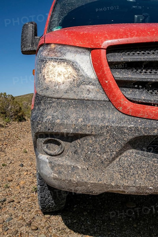 Mud residue after driving on RP 1, Ruta Provincial 1 Rio Negro, Province Chubut, Argentina