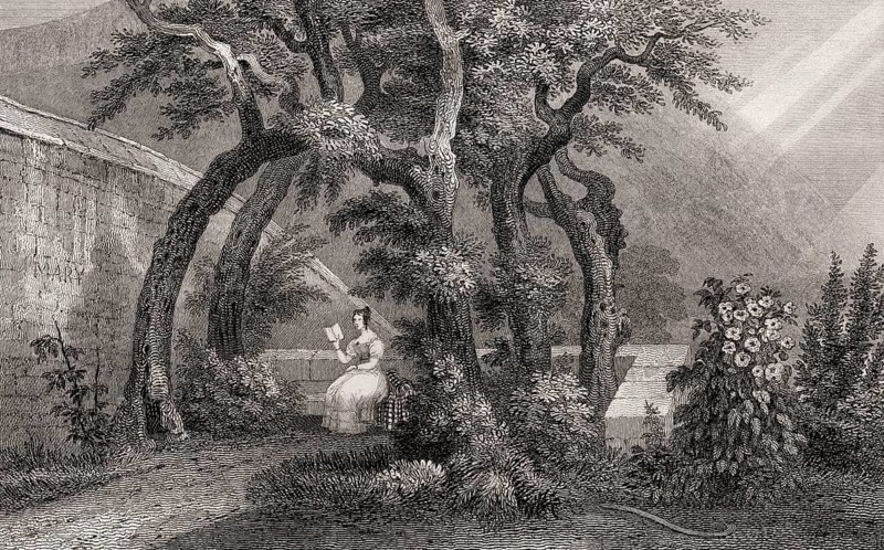 An Arbour in Regent Murray's Garden, or Queen Mary's Bower, Canongate, Edinburgh, Scotland, 19th century, from Modern Athens by Th. H. Shepherd