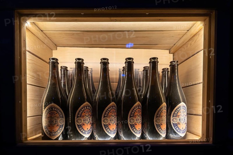Beer bottles, historic polar research ship Fram by Fridtjof Nansen and Roald Amundsen, Fram Museum, Fram Museum (Museum of Polar Expeditions), Bygdøy Museum Island, Oslo, Norway