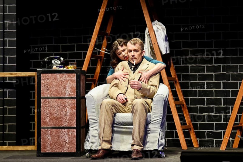 Johannes Kalle shepherd and Mascha Stummer, The 39 Steps, photo sample of the crime comedy on 18.03.2026, premiere at the Berliner Kriminaltheater, Berlin, 02.04.2026