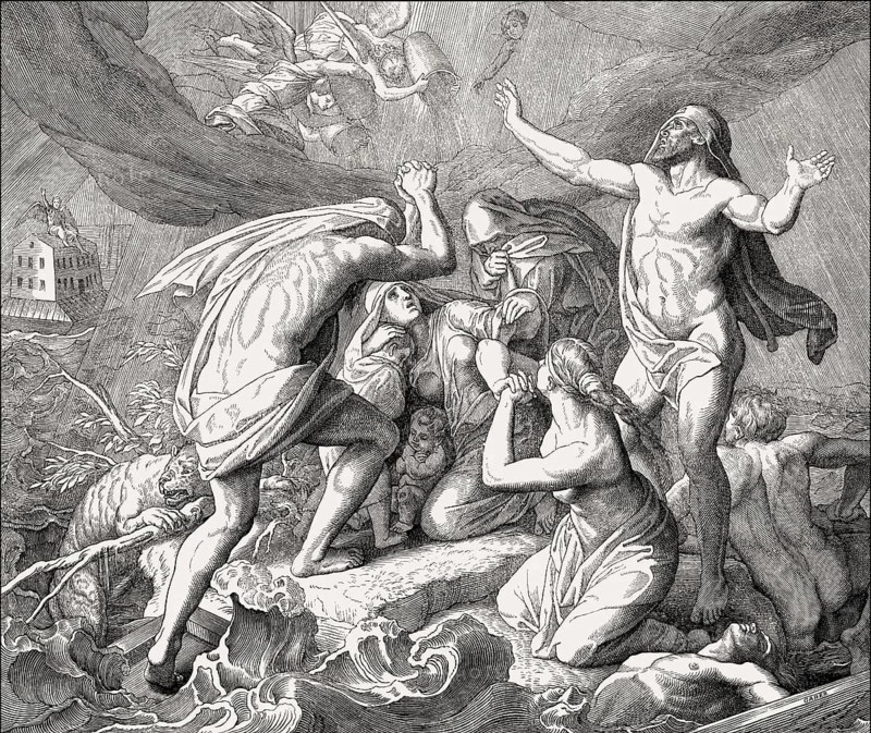 Noah's Ark and the Flood, Old Testament, by Julius Schnorr von Carolsfeld, 1860
