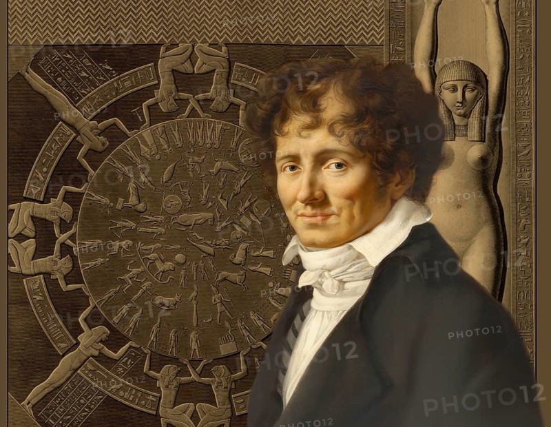 Dominique Vivant, Baron Denon, 1747 – 1825, French artist, writer, diplomat, author, and archaeologist, Dendera zodiac, Ancient Dendera Temple complex, Dendera, Egypt, digitally edited