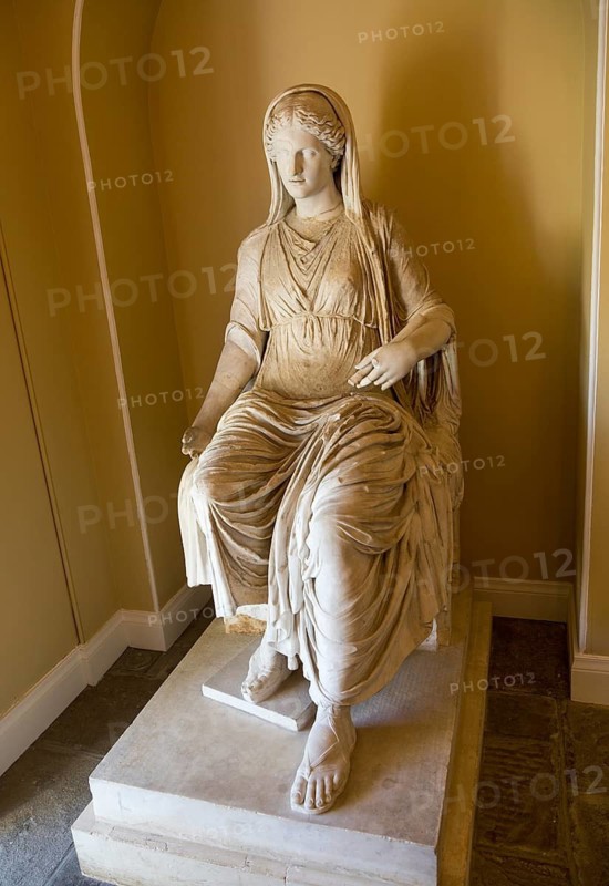 Roman second century 'Colossal figure of seated woman', Bowood House and gardens, Calne, Wiltshire, England, UK