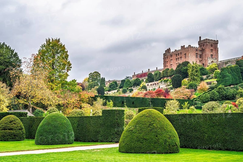 Autumn colors over Powis Castle and Garden, Welshpool, Powys, Wales, UK