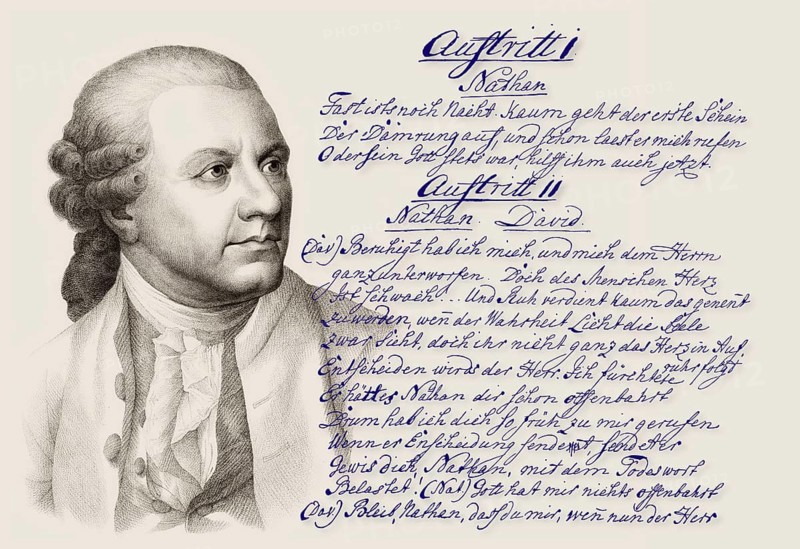 Portrait of Friedrich Gottlieb Klopstock, 1724, 1803, German poet, digitally edited, manuscript of the drama David, handwritten by Klopstock
