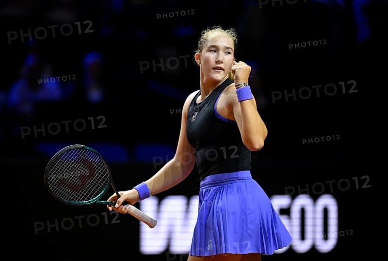 Jubilation Joy Emotion Mirra Andreyeva Andreeva (RUS) Women's Porsche Tennis Grand Prix Porsche Arena, Stuttgart, Baden-Württemberg, Germany