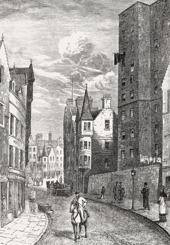 Cockburn Street and the back of the Royal Exchange, Edinburgh, Scotland, 19th century