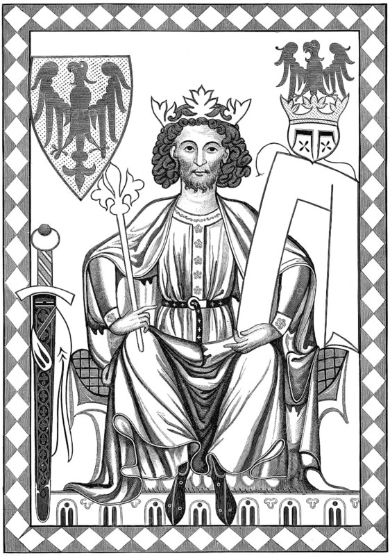 Henry VI or Heinrich VI, Holy Roman Emperor, 1165-1197, portrait from the Codex Manesse, circa 1304, facsimile