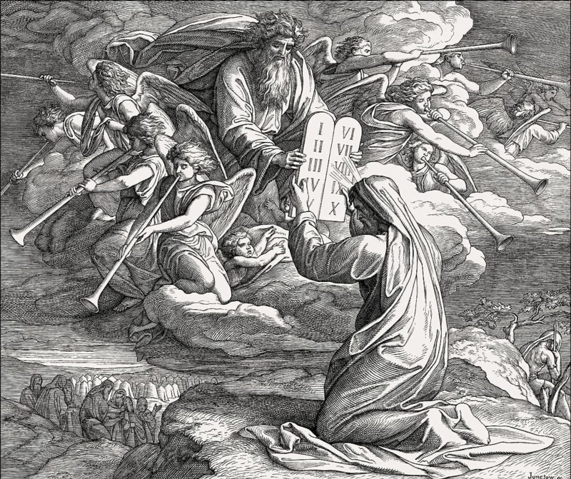 Law given to Moses at Sinai, the ten Commandments, Old Testament, by Julius Schnorr von Carolsfeld, 1860