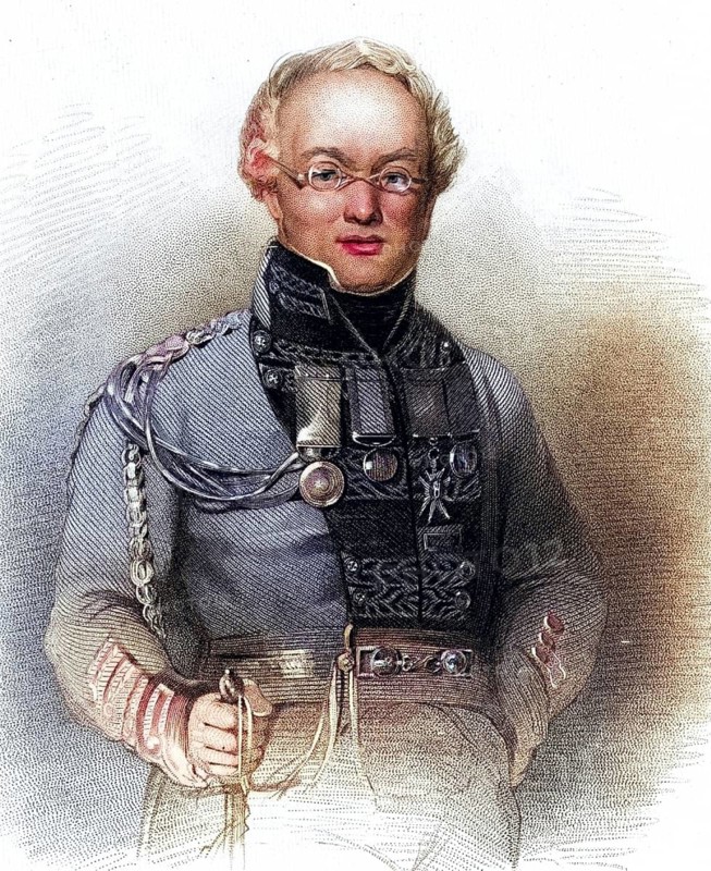 David Stewart of Garth (1772-1829) Scottish soldier and author, joined the 42nd Highlanders in 1787, was severely wounded at the Battle of Alexandria (Aboukir) in 1801 when the British defeated the French, was appointed Major-General in 1825, when he died he served as Governor of St Lucia, author of Sketches, of the Highlanders of Scotland, with Details of the Military Service of the Highland Regiments (1822), engraving from A Biographical Dictionary of Eminent Scots. Lucia, author of Sketches, of the Highlanders of Scotland, with Details of the Military Service of the Highland Regiments (1822), engraving from A Biographical Dictionary of Eminent Scotsmen by Thomas Thomson (1