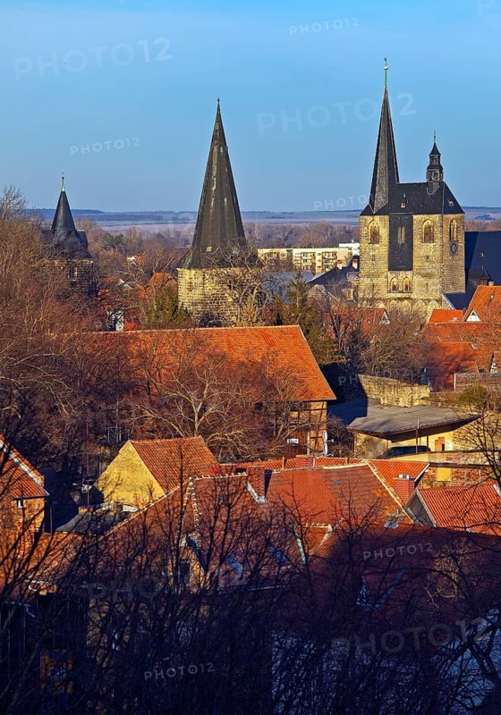Roofs of the old town seen from the Münzenberg, World Heritage City of Quedlinburg, Saxony-Anhalt, Germany