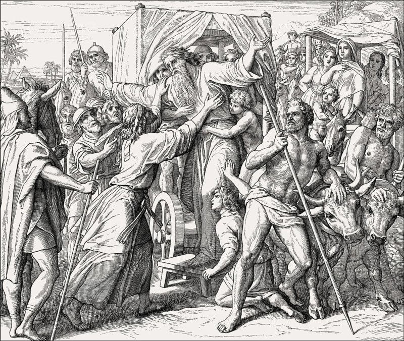 Jacob and Joseph Reunited, Old Testament, by Julius Schnorr von Carolsfeld, 1860