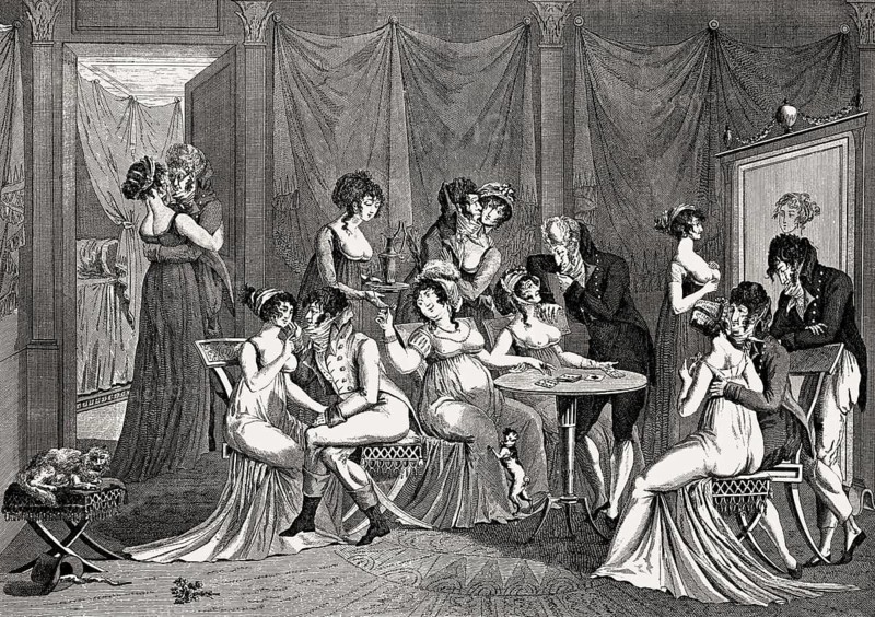 Caricature on immorality in Germany, 19th century