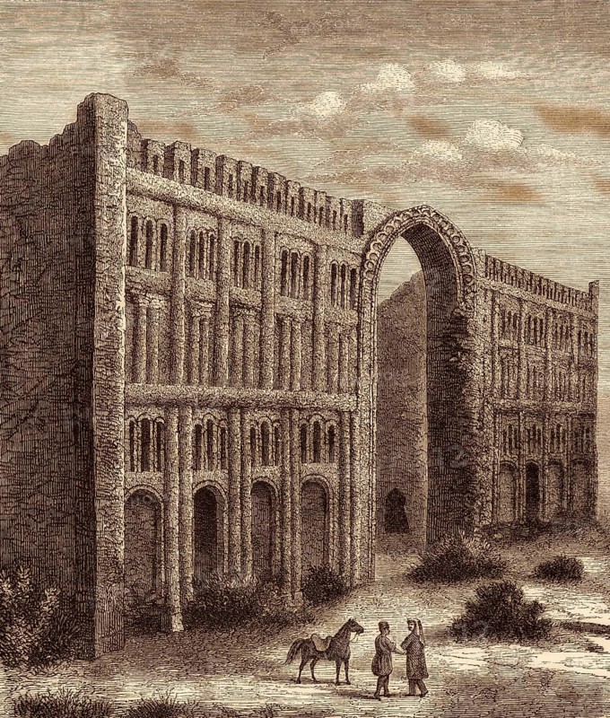 El-Kasr, palace of Babylon, drawing from the 19th century