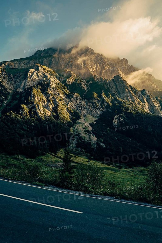 Hahntennjoch pass road in Tyrol in Lechtal, Austria