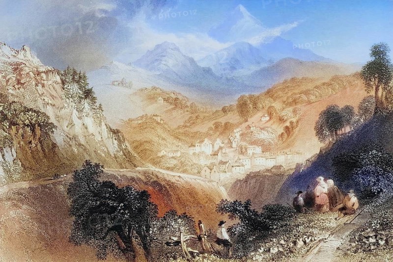 Enniskerry, near Dublin, Ireland, from the Landscape and Antiquities of Ireland, 1841, digital reproduction of a historical model