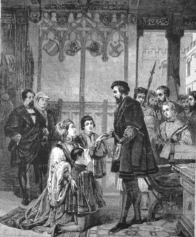 Ferdinand I (10 March 1503) (25 July 1564), dynasty of the Habsburgs was Holy Roman Emperor from 1558 to 1564, Philippa Welseren begs pardon, Historical, digitally restored reproduction of a 19th century original