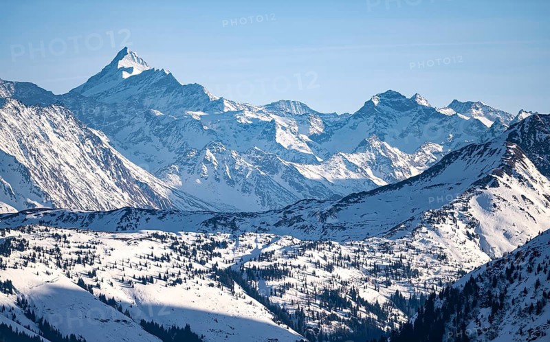 Grossglockner summit in winter, view from Hohe Salve, Tyrol, Austria